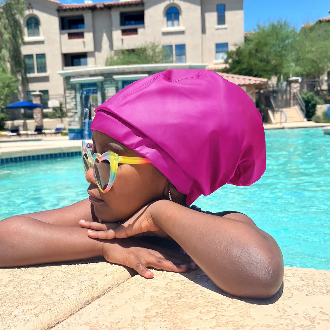 Hairbrella Satin-Lined Waterproof, Adjustable Kid's Swim Cap, Pink Bundle (2) - Image 2