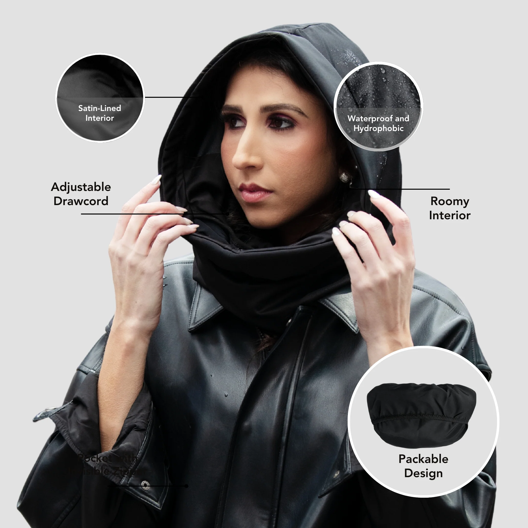 Hairbrella Satin-Lined, Waterproof, Packable Lite Rain Scarf - Bundle(2) - Image 3